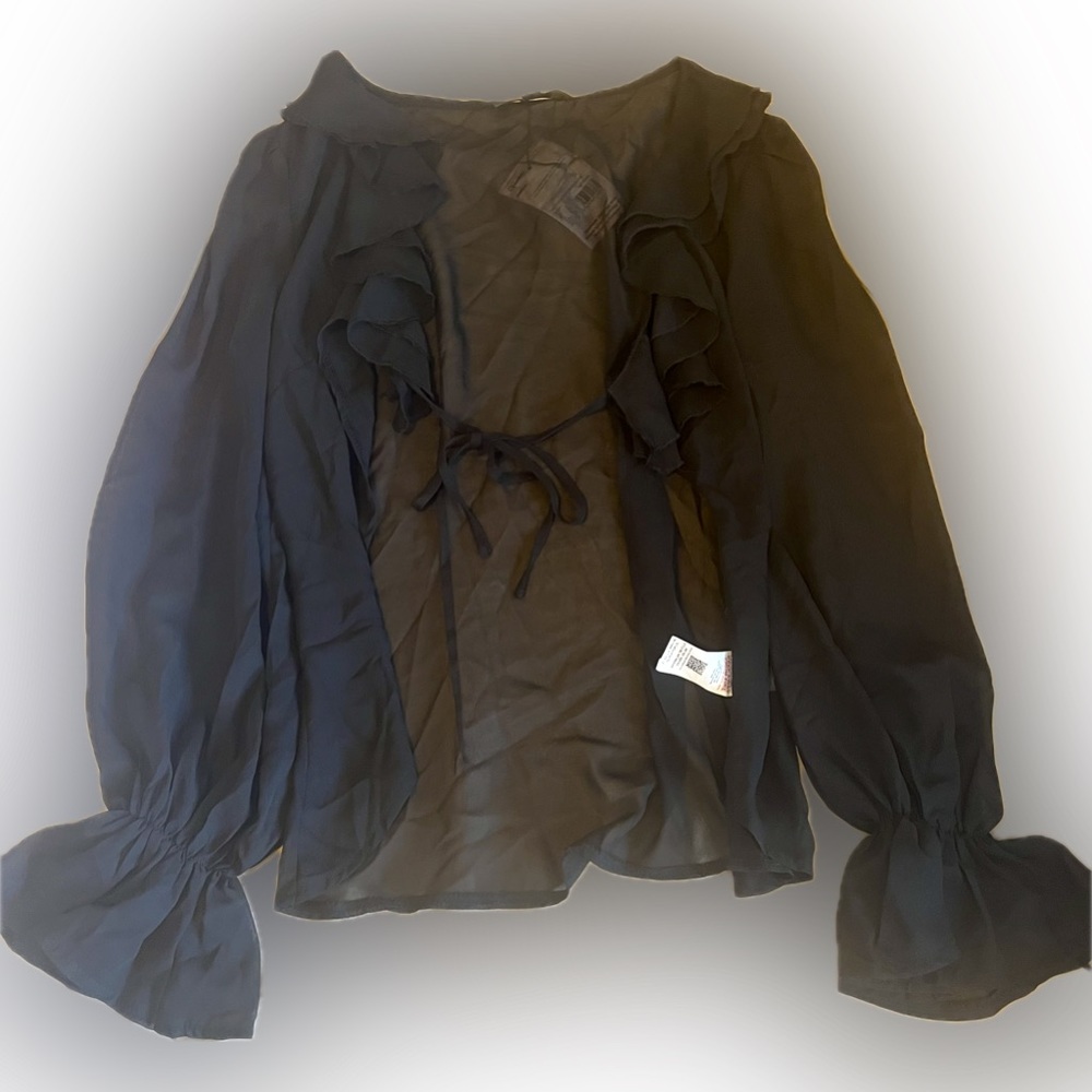 Sheer mesh tie front top!